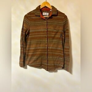 Levitate- Brown/Orange/Tan Button Up top